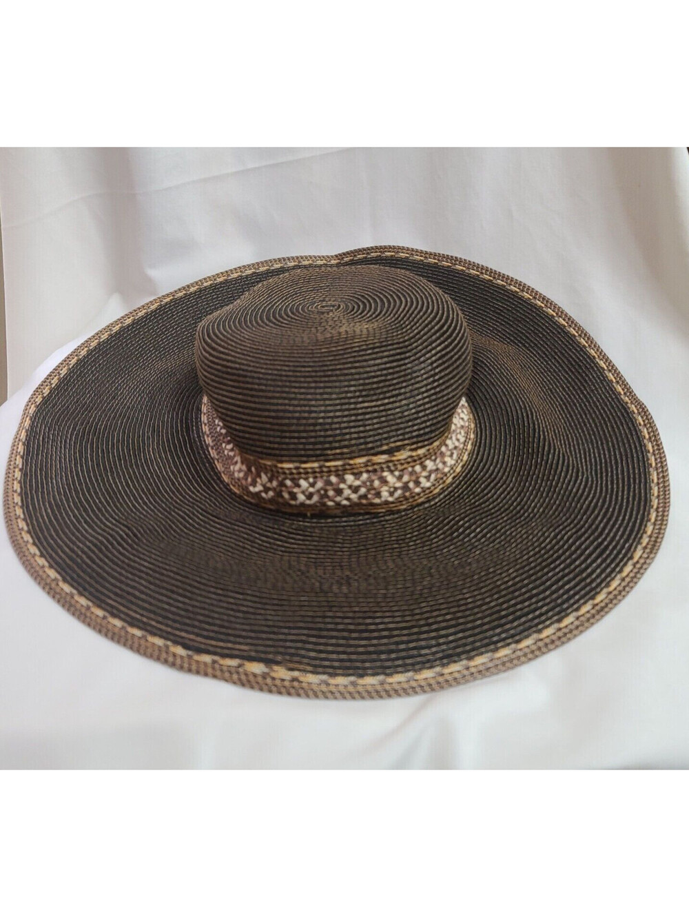Badgley Mishka Women's Sun Hat Wide Brim Brown Hat Band
